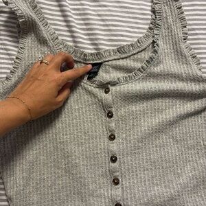 Women's Gray Button-Down Top
